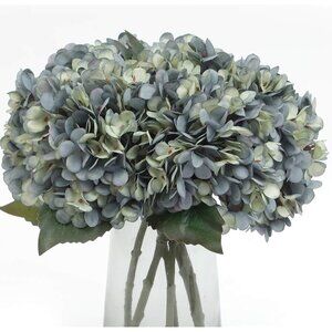 Lake Blue 6-Pcs Artificial Vintage Silk Faux Flowers Bouquets Home Table Decor